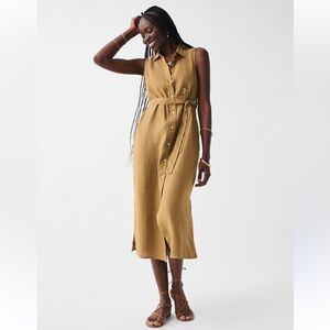 Faherty Laguna Linen Sleeveless Shirt Dress Size Small